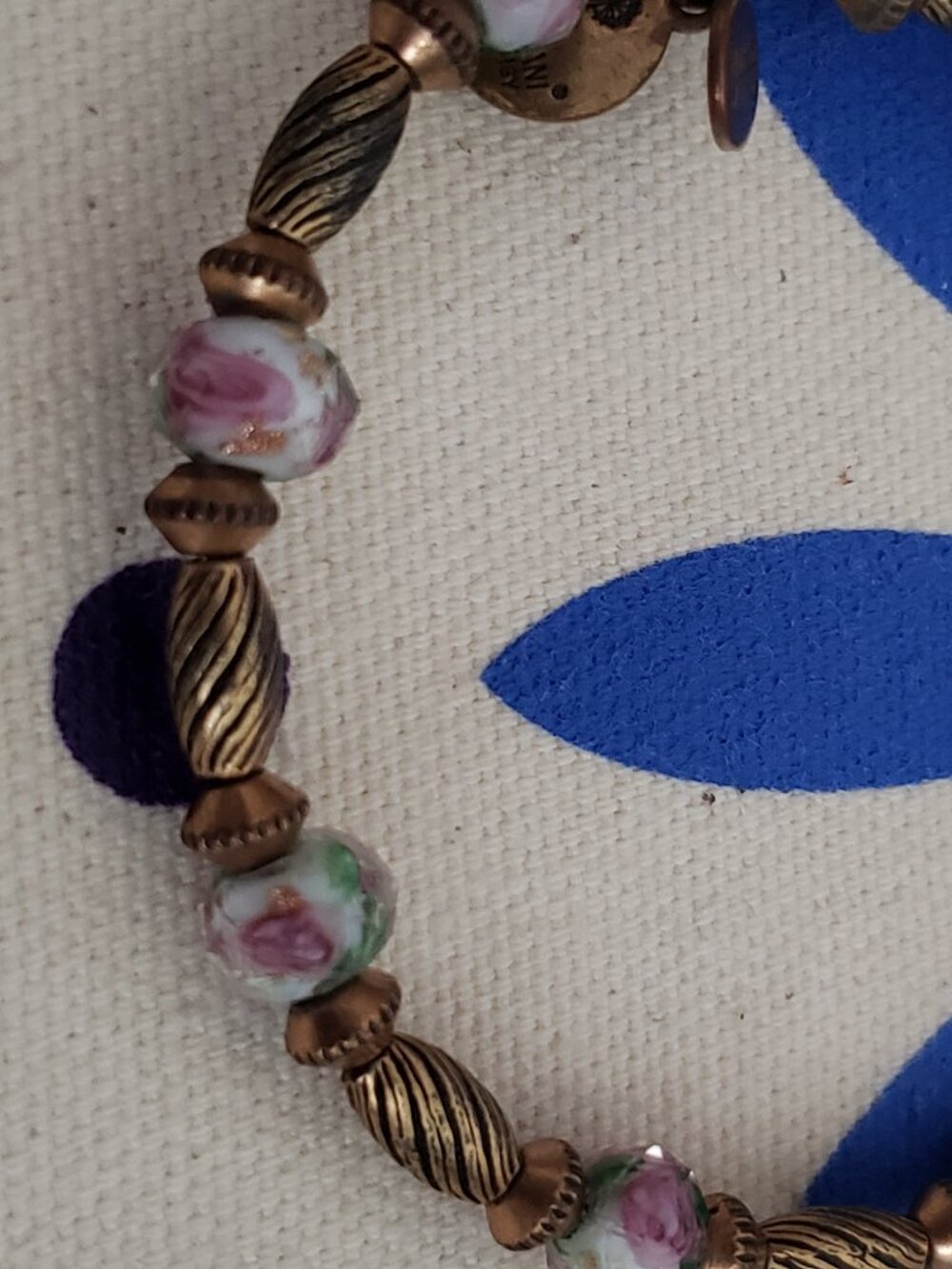 Alex and Ani Vintage Rose Gold Flower beaded Wrap bangle A-93